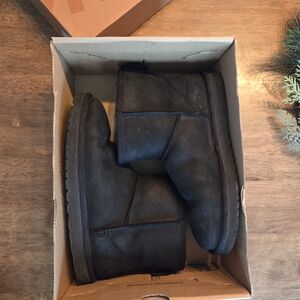 UGG Black Leather Mini Boots